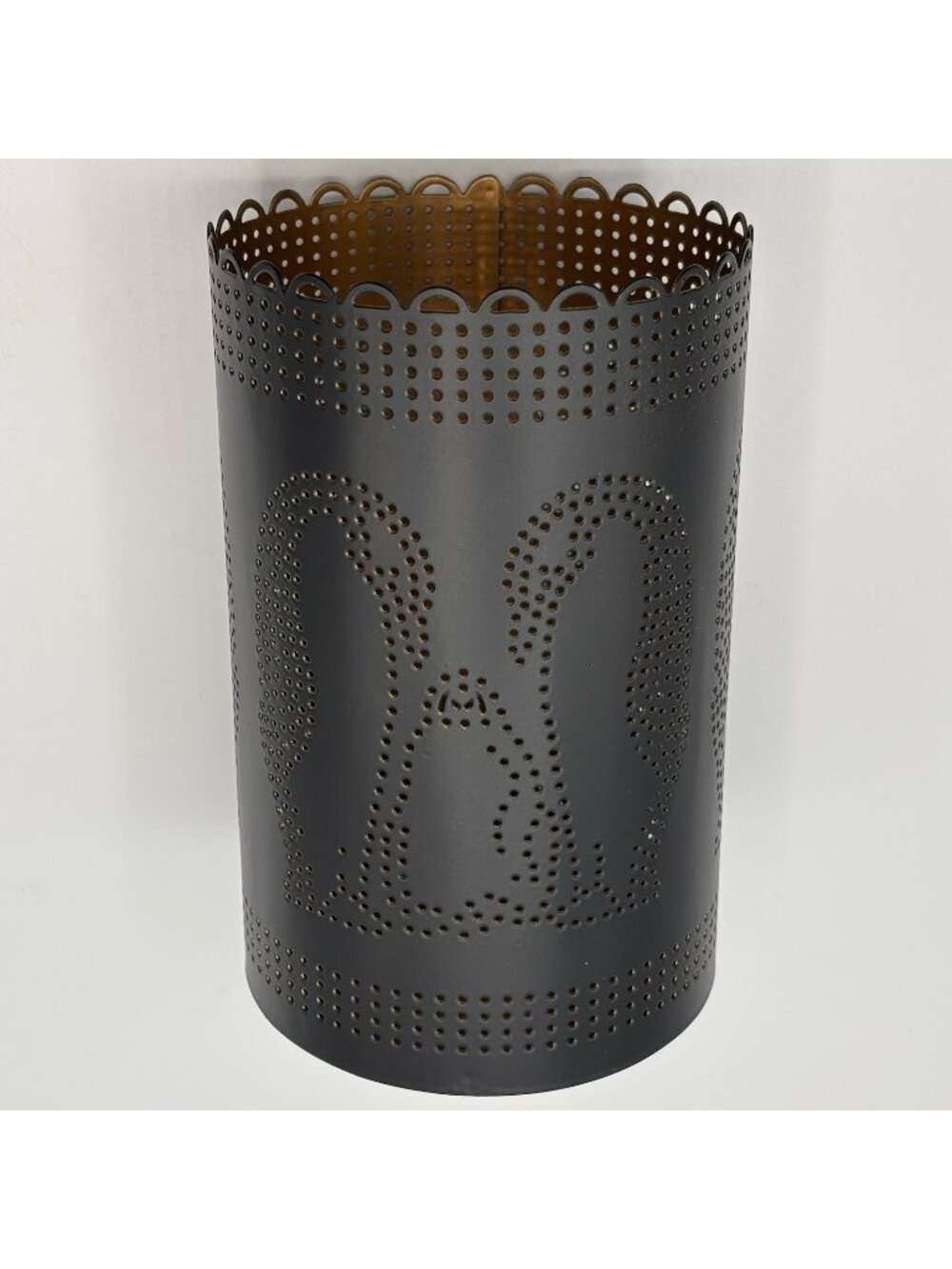Emperor Penguin Pair with Baby Round Metal Votive Candle Holder Cut Out Dots